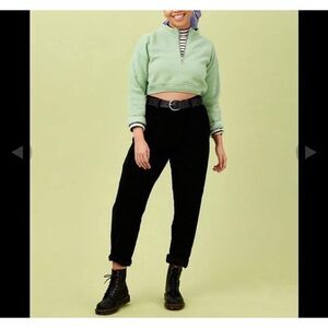 Lucy & Yak 100% Organic Cotton Trouser Pants Womens 24‎ Black Ankle Crop